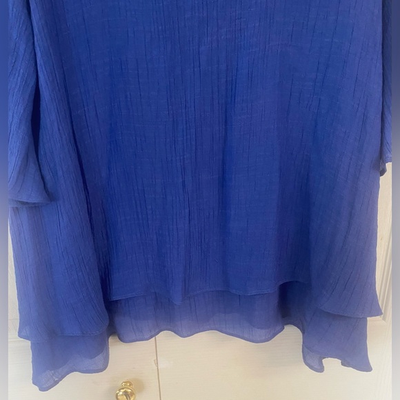 Red Coral Beautiful Royal Blue Layered Blouse Size L - Picture 3 of 6